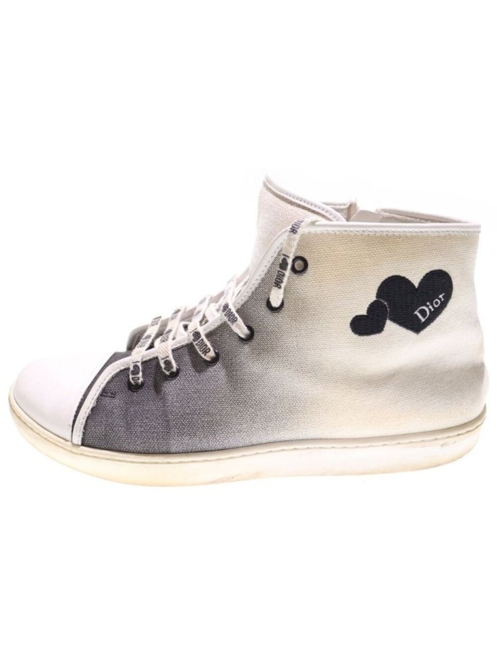 Dior Heart Logo Embroidery Gradient High Cut Shoes Sneakers White Black - Picture 2 of 7